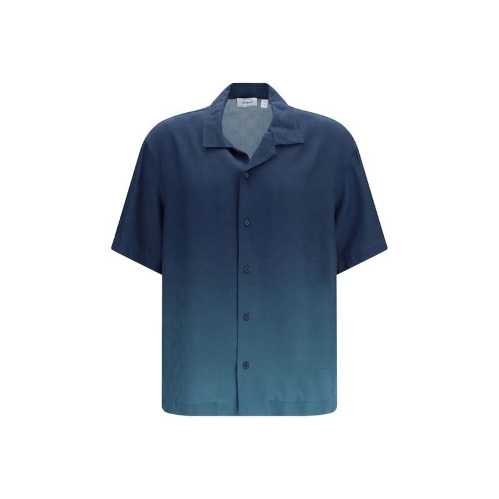 Off-White Blue Viscose Pattern Men's Shirt